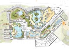 a plan for a park with lots of water