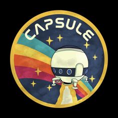 a space shuttle with the caption capsula on it's side and stars in the background