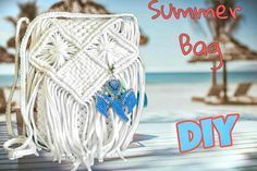 a white purse with blue butterflies on it and the words summer bag diy written in red