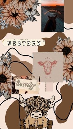 a collage of flowers, pictures and words on a pink background with an image of a cow