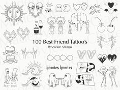 the 100 best friend tattoo's procreate stamps