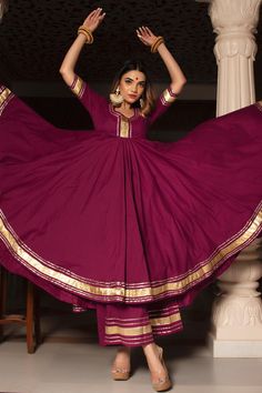 Be the paradigm of classic whenever you dress up in this cotton anarkali Suit Set. The combination of royalty and style is surely something that will make you look different from the crowd! beautiful and stylish this set comes with a jaal work cottonand dupatta that adds an extra charm! PRODUCT DESCRIPTION: Kurta & Pant: Cotton Dupatta: Pure Cotton Color: Burgundy No. Of Components : Set of 3 Embroidery Details: Lace Work Wash Care : Dry Clean Customization : Only Size and Length Of Product SKU# Cotton Anarkali Suits Designer, Straight Palazzo Pants, Body Type Women, Block Print Anarkali, Navratri 2024, Purple Anarkali, Cotton Anarkali Suits, Rajasthani Mehndi, Anarkali Suits Designer