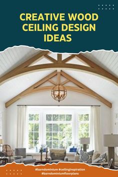 Creative Wood Ceiling Design Ideas Barndominium Ceilings, Open Ceiling Design, Barndominium Floorplan, Wood Ceiling Design, Metal Barn Homes, Ceiling Design Ideas, Barndominium Plans, Pole Barn House Plans