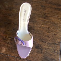 Brand New Anne Klein Lavender Sandals. Size 8.5 Lavender Open Toe Sandals For Summer, Chic Lavender Open Toe Heels, Lavender Heels For Spring Evening, Lavender Evening Heels For Spring, Summer Purple Leather Heels, Lavender Open Toe Sandals For Spring, Purple Low Heel Shoes For Spring, Purple Leather Heels For Summer, Purple Round Toe Sandals For Formal Occasions