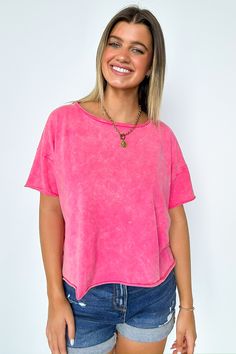 Amorettah Acid Wash Cropped Tee - BACK IN STOCK · Madison + Mallory Acid Wash Shorts, Short Sleeve Design, Cute Preppy Outfits, Terry Fabric, French Terry Fabric, Crop Top Sweater, Cropped Tee, Back In Stock, Women Clothing Boutique