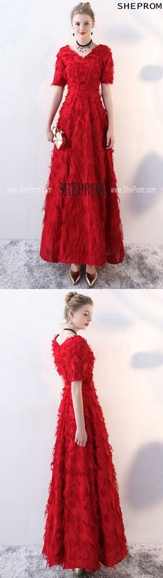 Buy Burgundy Feathers Long Formal Party Dress with Sleeves id#BLS86117 at SheProm. SheProm.com is an online store with thousands of formal dresses. Shop 100% authentic prom dresses with free standard shipping. Party Dress With Sleeves, Modest Homecoming Dresses, Trendy Dress Styles, Red A Line Dress, Delicate Gown, Dress With Feathers, Party Dresses With Sleeves, Prom Dresses Burgundy, Burgundy Homecoming Dresses