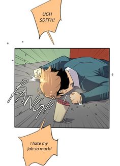 a comic strip with an image of a man laying on the ground