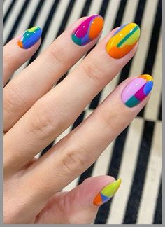 Art Tricks, Color Block Nails, Ideas Uñas, Fun Nail Colors, Summer Nail Designs, Purple Nail, Fake Nails With Glue, Cute Summer Nails, Almond Acrylic Nails