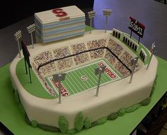 a cake that looks like a football stadium