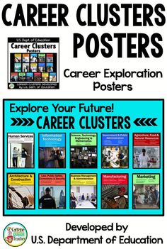 a poster with the words career clusters posters