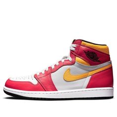 The Air Jordan 1 High OG “Light Fusion Red” high-top silhouette leans towards a collection of Summer hues to purloin all of the attention. The ankle flaps, throat, forefoot, and heels being dressed in their nominal colorway, while “Laser Orange” deposits to the Swoosh logo and ankle collars. SKU: 555088-603 Release Date: 12 Jun, 2021 Color: Light Fusion Red/White/Laser Orange/Black (AJ1/SNKR/Unisex/High Top/Basketball) Red High Tops, Retro Basketball Shoes, Jordan 1 High Og, Air Jordan 1 Retro High Og, Air Jordan 1 Retro High, Red High, Air Jordan 1 High, Swoosh Logo, Jordan 1 High