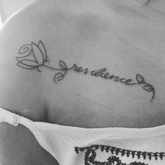 the back of a woman's shoulder with an inscription on it that says experience