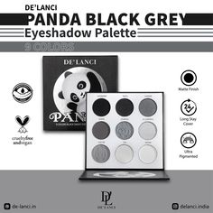 Take your look up a notch with our Panda 🐼 9-coloured eyeshadow palette. 😍 It comes in a pressed powder form and is highly pigmented and long-lasting, making it the perfect choice for all eye looks.✨🥳 Coloured Eyeshadow, Silver Eyeshadow, Black Eyeshadow, Eye Looks, Sensitive Eyes, Pressed Powder, Cool Eyes