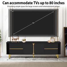 an image of a tv screen with measurements for the size and width in front of it