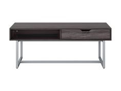 Modern grey rectangular coffee table with sleek metal legs and minimalist design. Marley Coffee, Coffee Table With Drawer, Cubby Shelf, Furniture Canada, Coffee Table With Drawers, Coffee Table Grey, Rectangular Coffee Table, Cubbies, Modern Classic