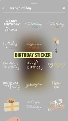 a bunch of different types of greeting cards on a gray and white background with the words happy birthday