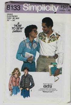 an image of a man and woman in different outfits on the cover of a sewing pattern