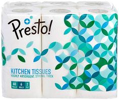 two rolls of presto kitchen tissues sitting on top of each other