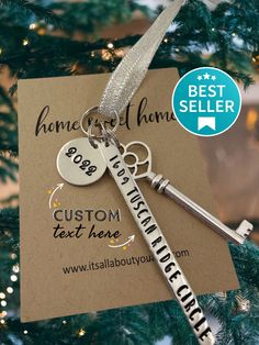 personalized christmas ornament hanging on a tree with the tag for best seller