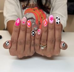 Cowboy Nails, Checkered Nails, Western Nails, Cow Nails, Back To School Nails, Simple Gel Nails