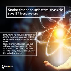 a person holding an object in their hand with the caption saying, storing data on a single atom is possible says ibm researchers