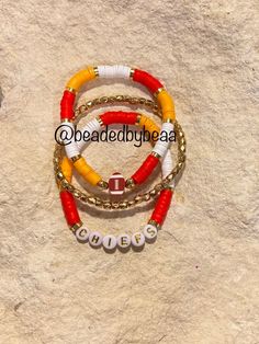 Handmade beaded bracelet Pura Vida Bracelets, Kc Chiefs, Bracelet Diy, Bracelet Ideas, Bracelets Handmade Beaded, San Antonio Tx, Bracelet Stack, Diy Bracelets, San Antonio