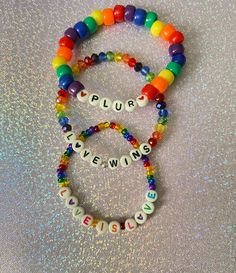 "Show your colors for the entire year with this love is love bracelet! This makes a great everyday wear as well and anyone can wear this colorful bracelet❤️. Check out our pride collection for more unique designs that are truly OOAK. *Stretchy *Choose your wrist size below ( If this is a gift and you are unsure of their wrist size, you can include their age or either say small, medium, or large before checkout. Add this info in \"Add note\". An alternative option is also sending a picture of the Lgbt Bracelet, Hobby Inspiration, Pride Bracelet, Colorful Bracelet, Pride Collection, Rainbow Bracelet, Love Bracelet, Bracelet Ideas, Love Is Love