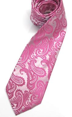 Fuchsia Hot Pink Paisley Mens Tie. Wedding Ties. Fuchsia Pink Paisley Mens Neckties Fitted Paisley Print Suit And Tie Accessories For Wedding, Wedding Ties With Paisley Print, Wedding Paisley Print Tie, Wedding Paisley Print Standard Tie, Violet Wedding, Mens Tie, Pink Paisley, Wedding Ties, Mens Neck Ties