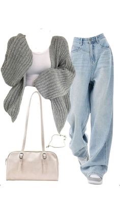 Modern Chic Clothing Style, Winter Fits College, Changing Style Clothing Tips, Outfit For Back To School, Cute Trendy Outfits Winter, Dream Clothes Outfits, Very Baggy Jeans Outfit, Baggy Boyfriend Jeans Outfit, Cute Outfits With Cardigans