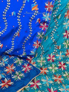 4D Blue Shades Gotta Patti Mirror Phulkari. Explore more VELVET SHAWL, DUPATTA, PHULKARI 📦 Unmatched FREE Worldwide Shipping from Canada to US, Europe, Australia, New Zealand, Norway, Belgium, Denmark, Spain, Italy, France and everywhere else. ⭐️⭐️⭐️⭐️⭐️ 5 Star Customer Reviews Deepika, USA ⭐️⭐️⭐️⭐️⭐️ Thank you Thank you Thank you!! If I fell in love with the pictures, then I’m absolutely floored after seeing these bangles in person. Thank you for paying such close attention to every detail fro Shawl Dupatta, Gotta Patti, Velvet Shawl, Gay Outfit, Handmade Embroidery Designs, I Fall In Love, 5 Star, Belgium, Norway