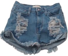 Grunge High-rise Light Wash Bottoms, Grunge High Rise Light Wash Bottoms, Light Wash High Rise Grunge Bottoms, Grunge Cutoff Denim Bottoms, Grunge Ripped Medium Wash Bottoms, Grunge Denim Cutoff Bottoms, Medium Wash Ripped Grunge Bottoms, Fitted Denim Distressed Shorts, Stretch Denim Distressed Jean Shorts