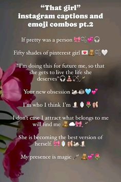 a pink flower with the words instagramn captions and emoji compos p2