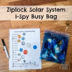 an image of a solar system bag with the text ziplock solar system i - spy busy bag