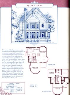 the queen anne floor plan is shown