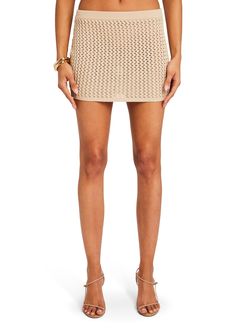 Crochet mini skirt. Pair with our Tilli Crochet Vest to complete the look. Shown here in Linen Beige. 72% Rayon, 28% Polyester Made in China Model is 5'10" wearing size S Style No. 4148-16 Crochet Mini Skirt, Spring Capsule Wardrobe, Knit Outerwear, Knit Shoes, Crochet Vest, Clothing Essentials, Weekend Wear, Knit Tanks, Shirt Accessories