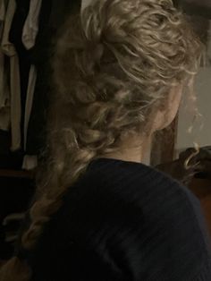 Long Curly Blonde Hairstyles, Braids On Wavy Hair, Cottage Core Hairstyles Curly, Curly Cottagecore Hair, Curly French Braid, Blonde Curly Hair Aesthetic, Curly Hairstyles Aesthetic, Fairycore Hairstyle Curly, Soft Curly Hair