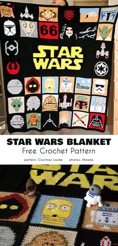 the star wars blanket is made with crochet