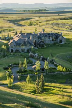 an aerial view of a large home in the country