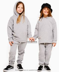 "Family Joggers Set, Matching Family Tracksuits, Matching Family Sweatpants Say \"I love you\" in a special way with your new familySTa matching pieces! ❥THE PRICE IS PER PIECE ❥ Need something else to complete your family set? Single add-ons available>> http://etsy.me/2wshsBu ❥ Materials and Care: 100% Cotton For ultimate results wash at a low temperature. Dry naturally. Iron inside out only ❥ Make sure to check our size chart in the FAQ section below ❥Processing Time: 1-3 biz days (thoug Hooded Cotton Tracksuit With Kangaroo Pocket, Cotton Hooded Tracksuit With Kangaroo Pocket, Cotton Tracksuit With Kangaroo Pocket Hoodie, Gray Cotton Hoodie Tracksuit, Winter Cotton Hooded Joggers, Family Hoodies, Sweatshirts Outfit, Fall Loungewear, Family Sweatshirts