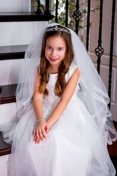 BELLA TIARA'S EXCLUSIVE COMMUNION ITALIAN COLLECTION beautiful 2 tier organza satin edge communion veil measures 24" x 27 long suitable for a child on metal combadd any of our beautiful tiara sold separately *Note processing time is not shipping time, our regular Free shipping takes approx. 5-6 days to receive after shipped. With rush processing your order is expedited and you will also be upgraded to priority mail approx 2-3 days to arrive once shippedExpress shipping is available always contac Veil And Tiara, Communion Tiara, First Communion Veils, Communion Veils, Beautiful Tiaras, Metal Comb, Long Veil, Photo Frame Gallery, Holy Communion