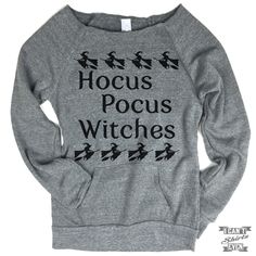 Wide neck Off-the-shoulder sweatshirt with "Hocus Pocus" print. Feminine, cozy and versatile. This Eco Fleece sweatshirt is designed with off-the-shoulder neck line, raglan sleeves and front pouch poc Witch Sweater, Hocus Pocus Witches, Worry Less, Cardigan Outfits, Quarter Zip Sweatshirt, Fleece Sweatshirt, Fall Fun, Need You, Shoulder Sweater