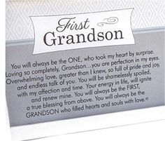 the first grandson poem is displayed in a white frame