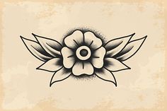 a black and white drawing of a flower on an old paper background with the word love written below it