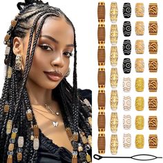 PRICES MAY VARY. Value Pack:You will receive 7 different style braid beads.For each style,there are enough quantity for you to decorate your hairstyle in daily life.Various shape and multiple color will make your hair look unique and attractive. Good Material:Wooden hair beads are made of good-quality imitation wood and plastic acrylic,which makes our loc beads sturdy,durable and have smooth edge surface.These dreadlock beads not easily broken,light in weight,can be used for a long time. Wide Us All Back Weaving With Natural Hair, Beads In Hair, Locs Jewelry, Beads For Braids, Beads For Hair, Braid Beads, Loc Beads, Hair Braid Beads, Braids Knotless