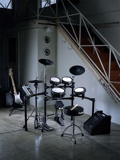 a set of musical instruments sitting on top of a floor