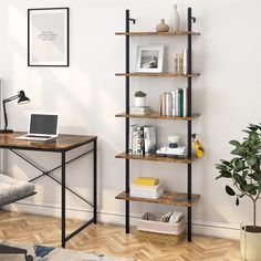 5-Tier Wall-Mounted Bookshelf 23.6" Plant Shelf - Bestier Lodge Homes, Etagere Bookcase, Floating Wall Shelves, Estantes Flotantes, Iron Pipe, Floating Wall