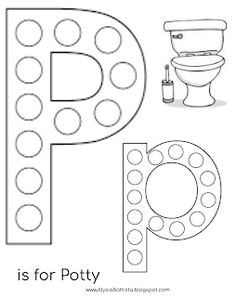 the letter p is for potty worksheet with an image of a toilet