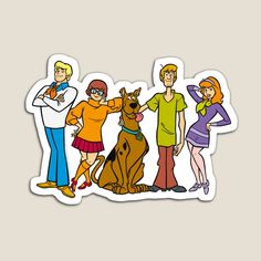 the scoozie family sticker is shown with their dog and three other people