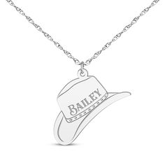 Buck up with this western-themed hat necklace. Sterling Silver Personalize with the name of your choosing 18-inch rope chain with spring-ring clasp Rodeo Gifts, Accessories Jewelry Necklace, Cowboy Hat, Necklace Sterling Silver, Rope Chain, Spring Rings, Cowboy Hats, Cowboy, Jewelry Accessories