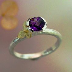 Rose Cut Amethyst Purple Gemstone Ring by PatrickIrlaJewelry, $205.00 Gold Hydrangea, Silver Flower Ring, Silver Flower Necklace, Ring Purple, Gorgeous Ring, Gorgeous Engagement Ring, Peridot Ring, Pretty Stuff, February Birthstone